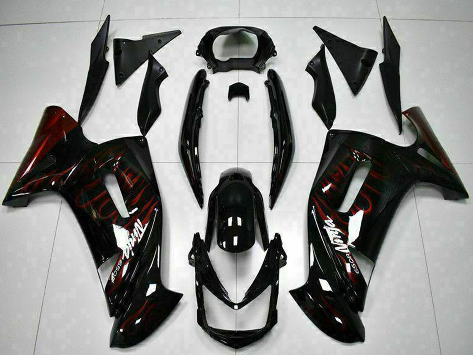 2006-2008 Kawasaki EX650R Red Flame Fairing Kit