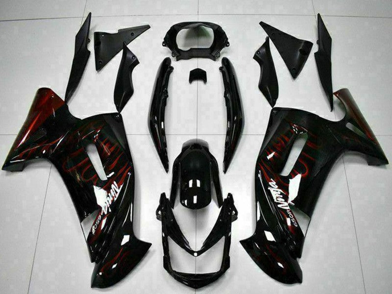 Purchase 2006-2008 Glossy Black Red Flame Kawasaki EX650 Motorcycle Fairings UK