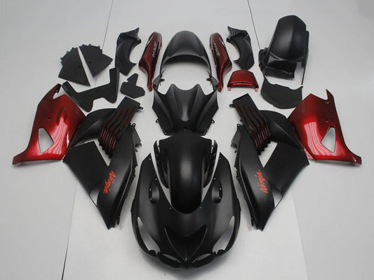 2006-2011 Kawasaki Ninja ZX14R Matte Black And Red Fairing Kit