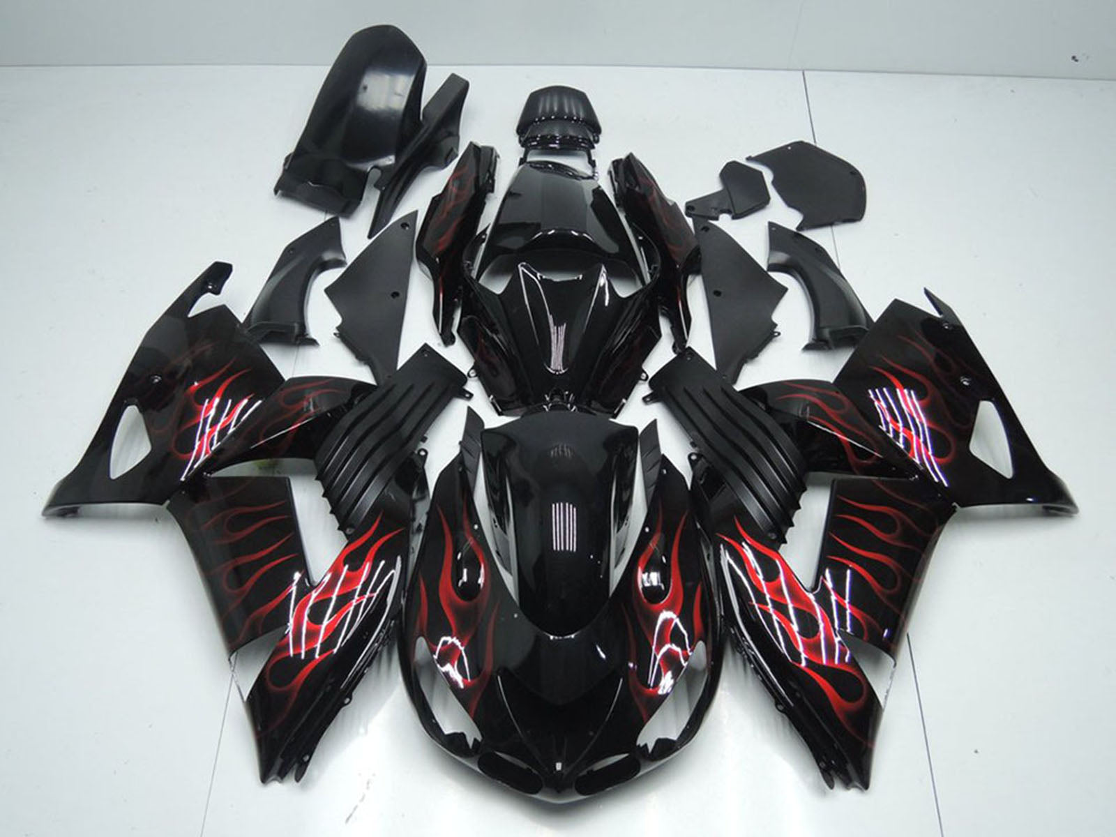 2006-2011 Kawasaki Ninja ZX14R Red Flame Fairing Kit