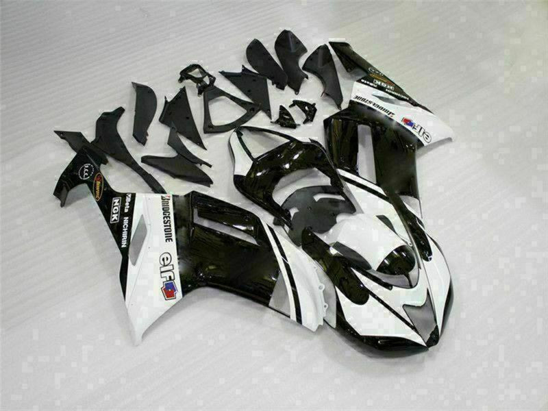Purchase 2007-2008 Black White Kawasaki ZX6R Motorcycle Fairings UK