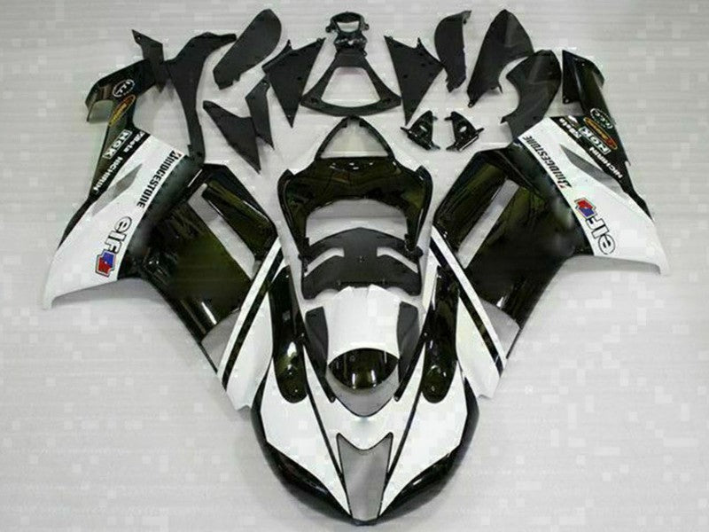 Purchase 2007-2008 Black White Kawasaki ZX6R Motorcycle Fairings UK