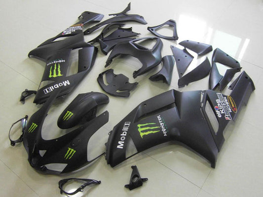 2007-2008 Kawasaki Ninja ZX6R Matte Black Monster Fairing Kit
