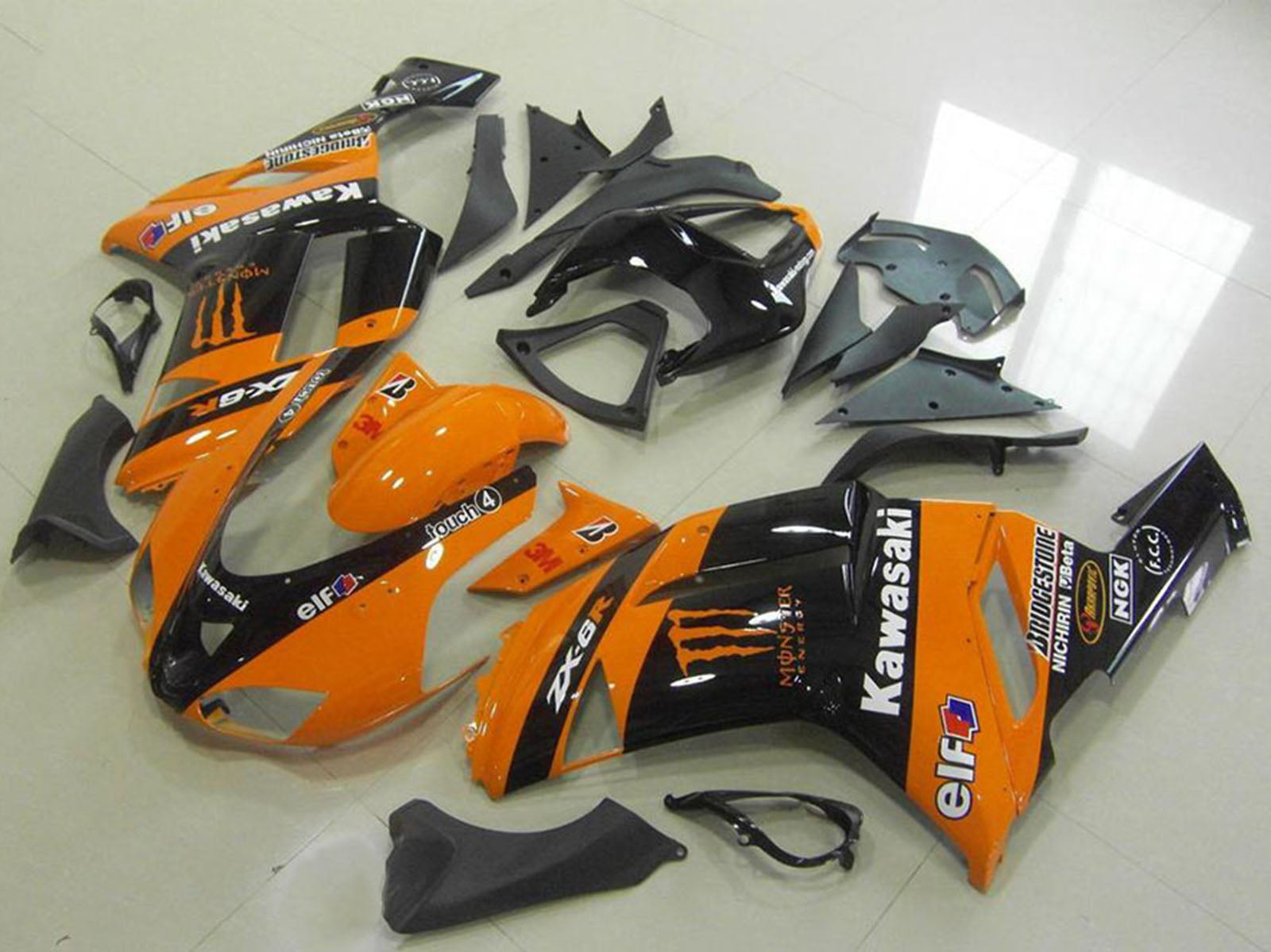 2007-2008 Kawasaki Ninja ZX6R Orange Monster Fairing Kit