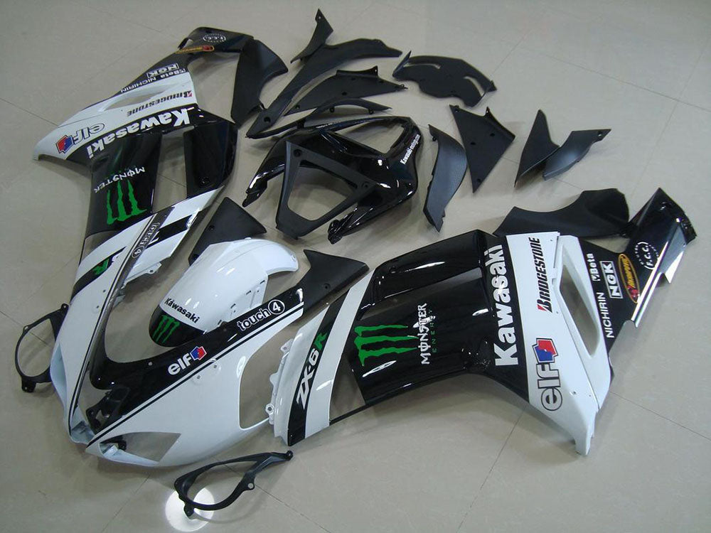 2007-2008 Kawasaki Ninja ZX6R White Monster Fairing Kit
