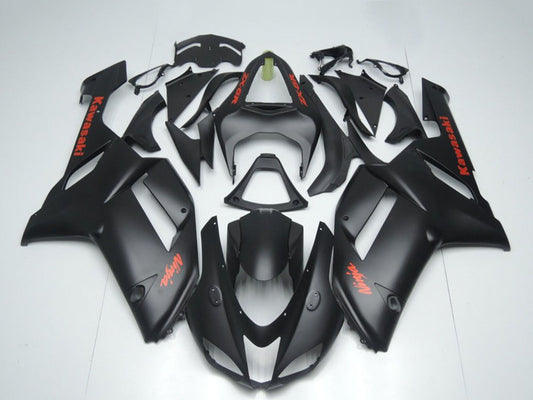2007-2008 Kawasaki Ninja ZX6R Matte Black With Red Sticker Fairing Kit