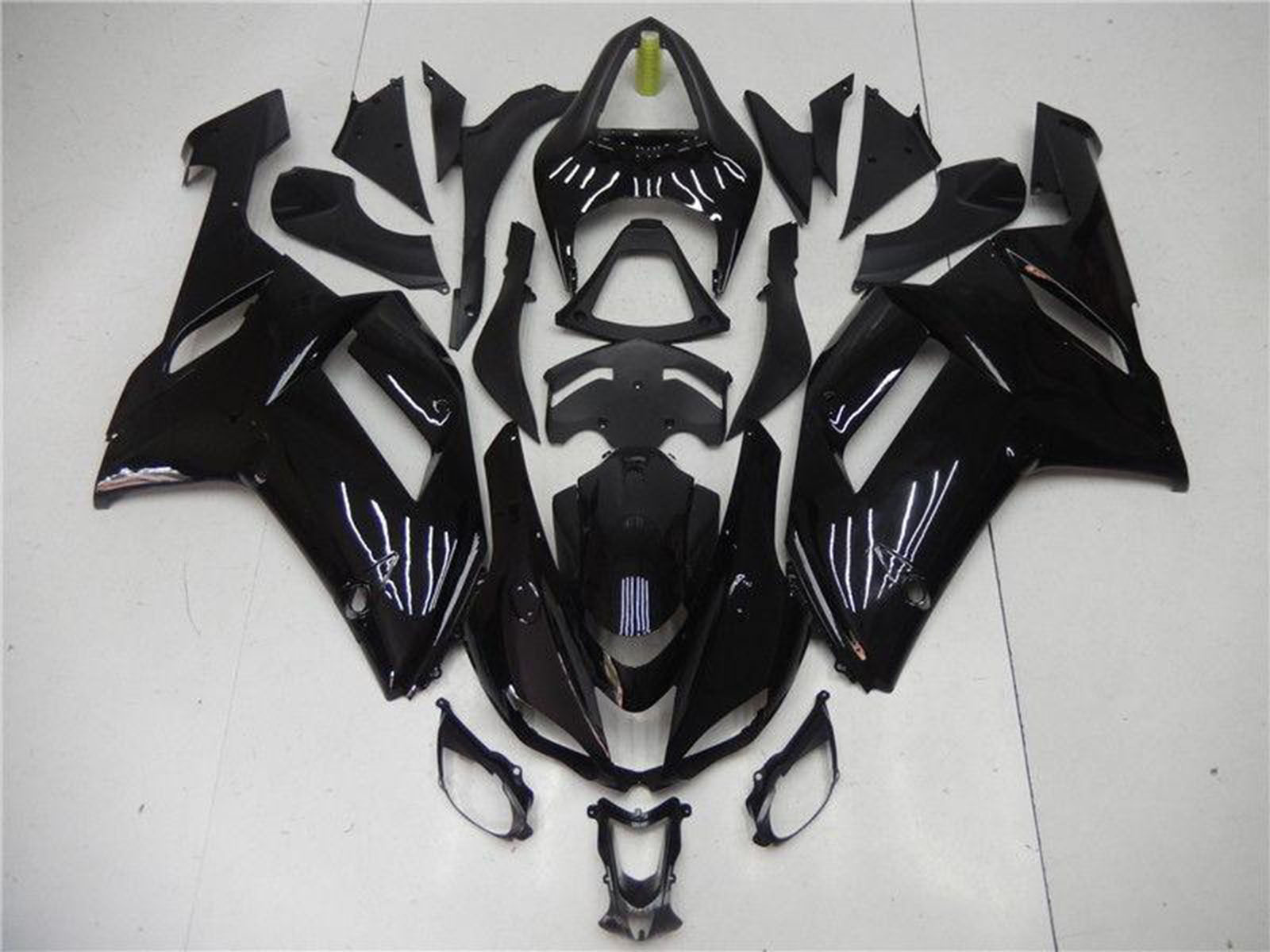 2007-2008 Kawasaki ZX6R Glossy Black Fairing Kit