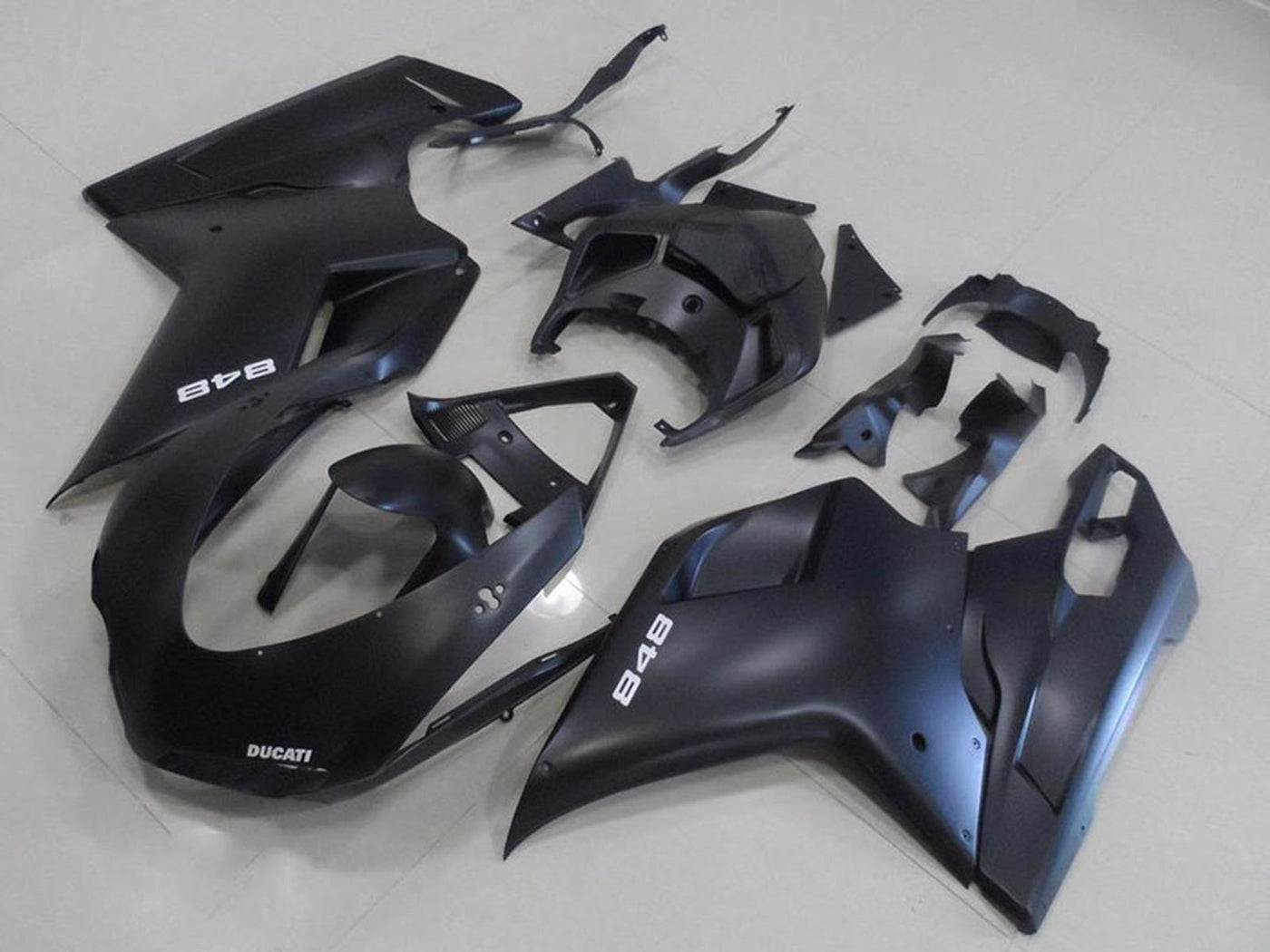 2007-2012 Ducati Ducati 848 1098 1198 Matte Black With White 848 Fairing Kit