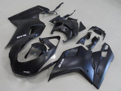 2007-2012 Ducati 1198 / 1098 / 848 Matte Black with White Fairing Kit