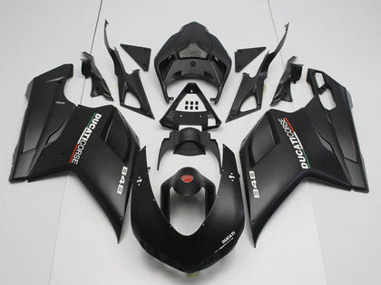 2007-2012 Ducati 1198 / 1098 / 848 Matte Black with White Decals Fairing Kit