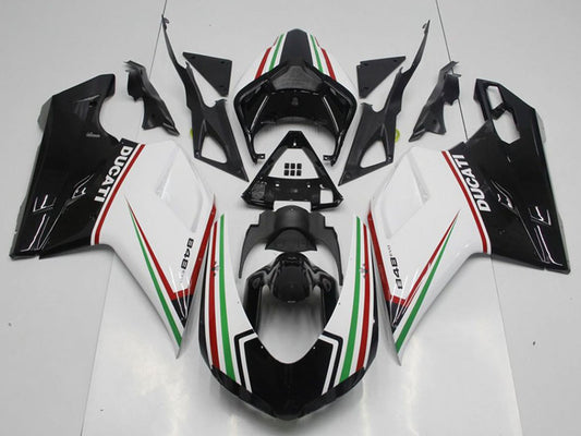 2007-2012 Ducati Ducati 848 1098 1198 Black Green And White Fairing Kit