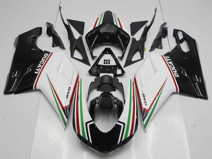 2007-2012 Ducati 1198 / 1098 / 848 Black Green and White Fairing Kit