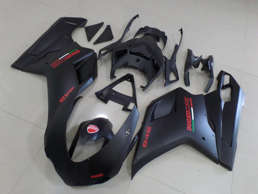 2007-2012 Ducati Ducati 848 1098 1198 Matte Black Red Sticker Fairing Kit