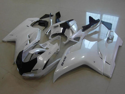 2007-2012 Ducati 1198 / 1098 / 848 Pearl White Black Stripe Fairing Kit