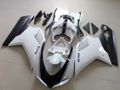 2007-2012 Ducati 1198 / 1098 / 848 White and Black Stripe Fairing Kit