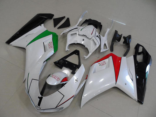 2007-2012 Ducati Ducati 848 1098 1198 Peral White With Italy Flag Fairing Kit