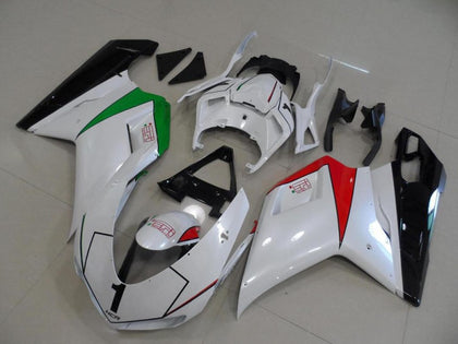2007-2012 Ducati 1198 / 1098 / 848 Peral White with Italy Flag Fairing Kit