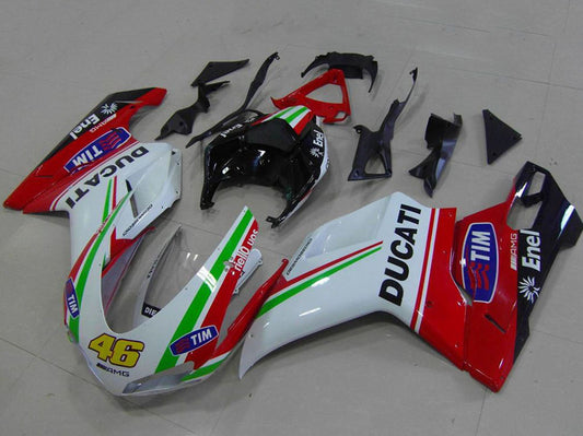 2007-2012 Ducati Ducati 848 1098 1198 Red White 46 Fairing Kit