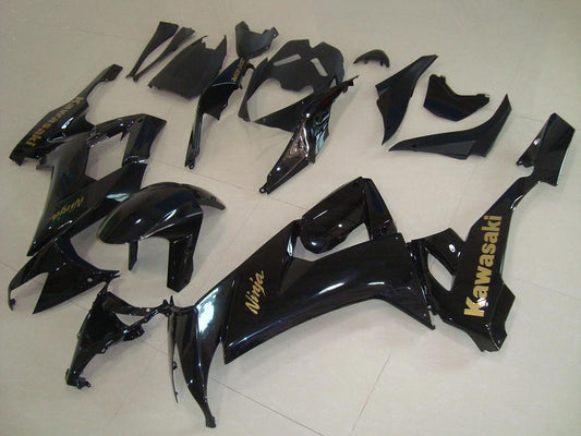 2008-2010 Kawasaki Ninja ZX10R Glossy Black With Gold Sticker Fairing Kit