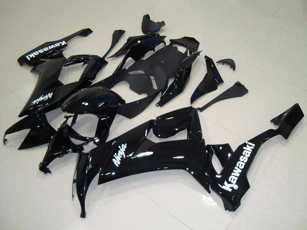 2008-2010 Kawasaki Ninja ZX10R Glossy Black With White Sticker Fairing Kit