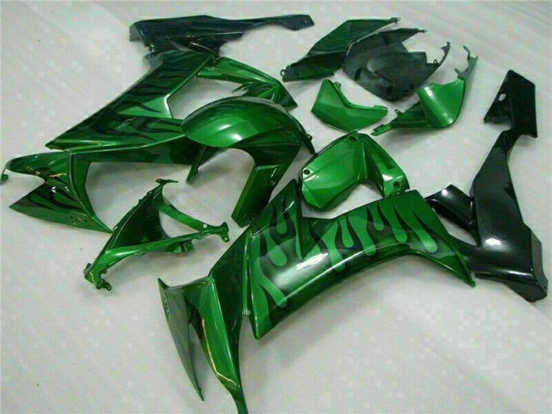 Purchase 2008-2010 Glossy Black Green Flame Kawasaki ZX10R Motorcycle Fairings UK