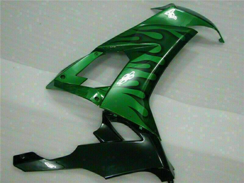 Purchase 2008-2010 Glossy Black Green Flame Kawasaki ZX10R Motorcycle Fairings UK