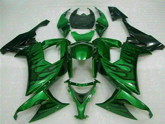 2008-2010 Kawasaki Ninja ZX10R Green Flame Fairing Kit