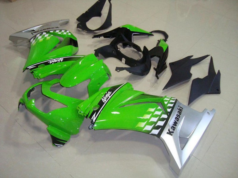Purchase 2008-2012 Green Silver Kawasaki ZX250R Motorcycle Fairings UK