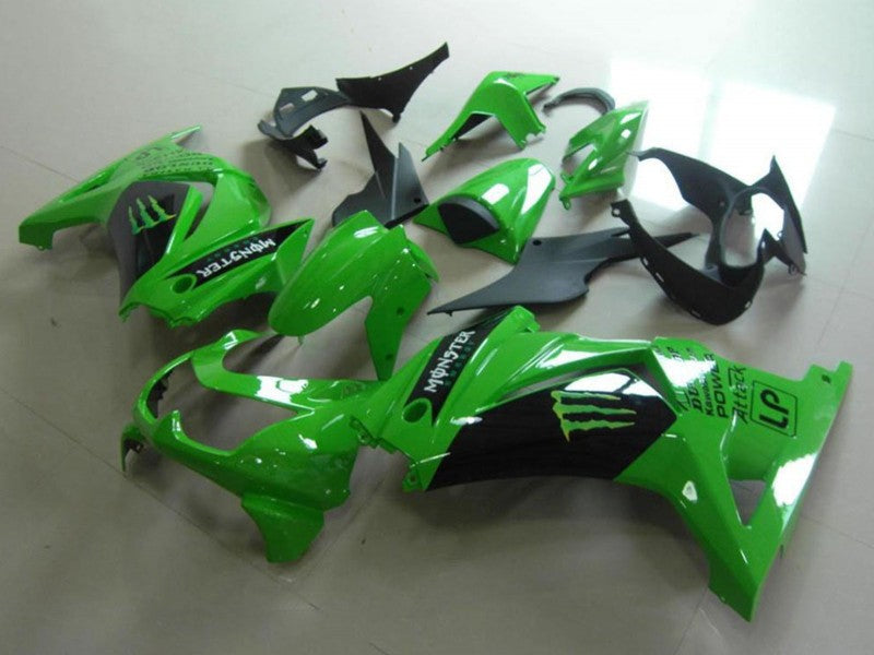 Purchase 2008-2012 Green Glossy Black Monster Kawasaki ZX250R Motorcycle Fairings UK