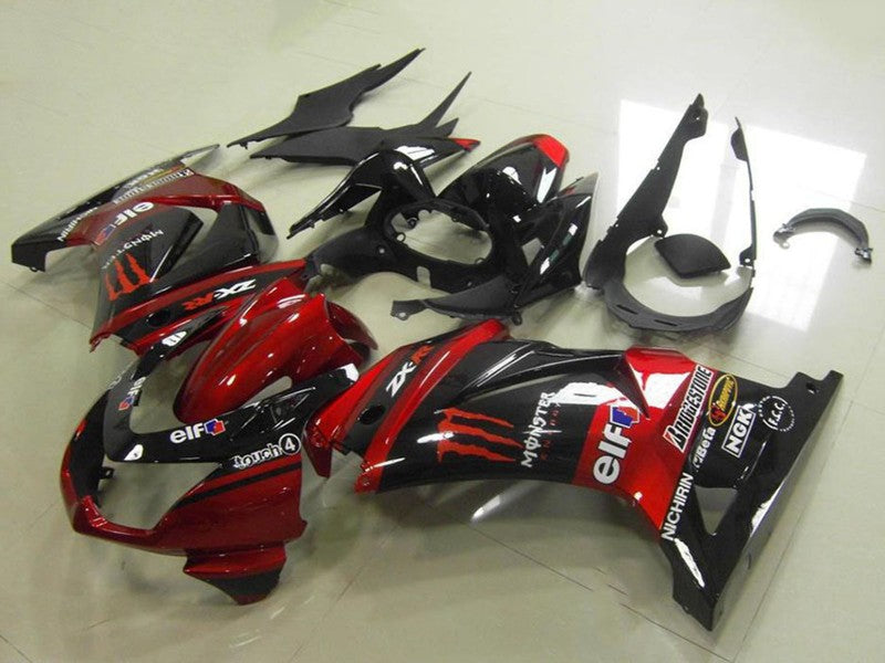 Purchase 2008-2012 Candy Red Glossy Black Elf Touch4 Monster Kawasaki ZX250R Motorcycle Fairings UK