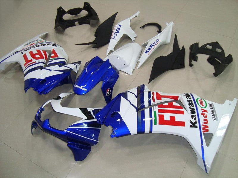 Purchase 2008-2012 White Blue Red Fiat Kawasaki ZX250R Motorcycle Fairings UK