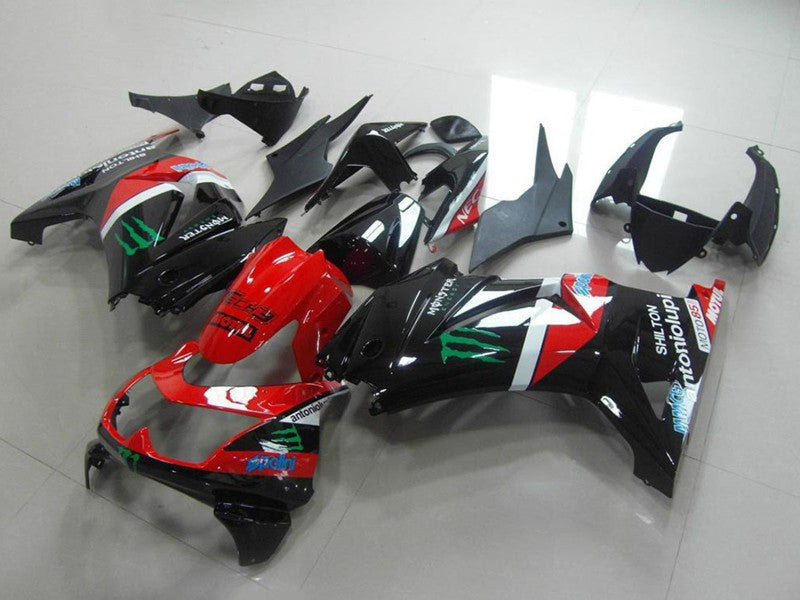 Purchase 2008-2012 Glossy Black Red White Green Monster Motul Kawasaki ZX250R Motorcycle Fairings UK