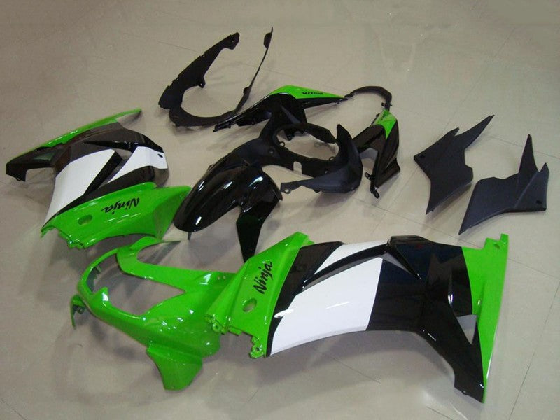Purchase 2008-2012 Green White Glossy Black Kawasaki ZX250R Motorcycle Fairings UK