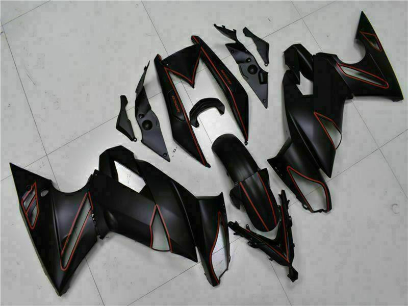 Purchase 2009-2011 Matte Black Red Stripe Kawasaki EX650 Motorcycle Fairings UK
