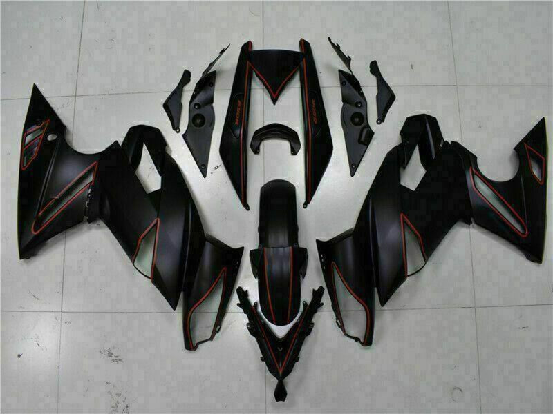 Purchase 2009-2011 Matte Black Red Stripe Kawasaki EX650 Motorcycle Fairings UK
