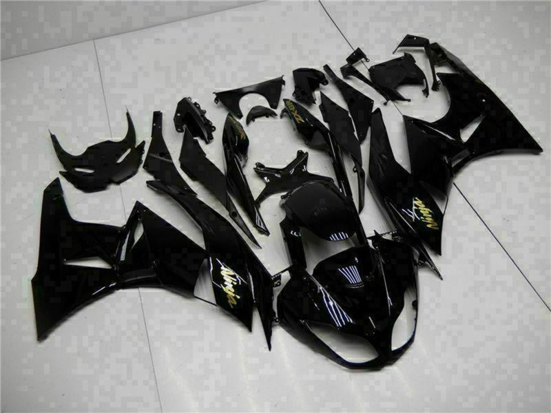 Purchase 2009-2012 Glossy Black Gold Ninja Kawasaki ZX6R Motorcycle Fairings UK