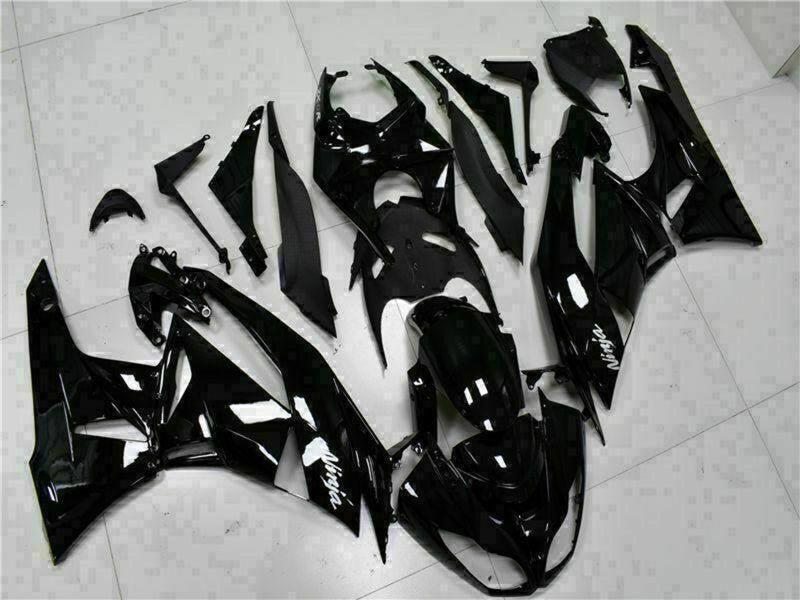 Purchase 2009-2012 Glossy Black White Ninja Kawasaki ZX6R Motorcycle Fairings UK