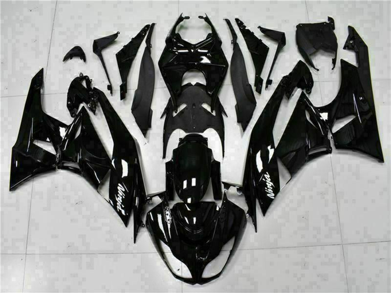 Purchase 2009-2012 Glossy Black White Ninja Kawasaki ZX6R Motorcycle Fairings UK