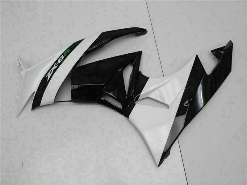 Purchase 2009-2012 Glossy Black White Kawasaki ZX6R Motorcycle Fairings UK