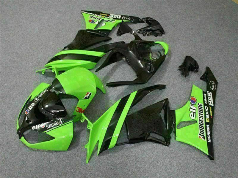Purchase 2009-2012 Green Glossy Black Elf Touch4 Bridgestone Kawasaki ZX6R Motorcycle Fairings UK