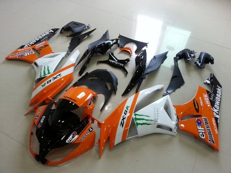 Purchase 2009-2012 Orange White Glossy Black Green Elf Bridgestone Monster Kawasaki ZX6R Motorcycle Fairings UK
