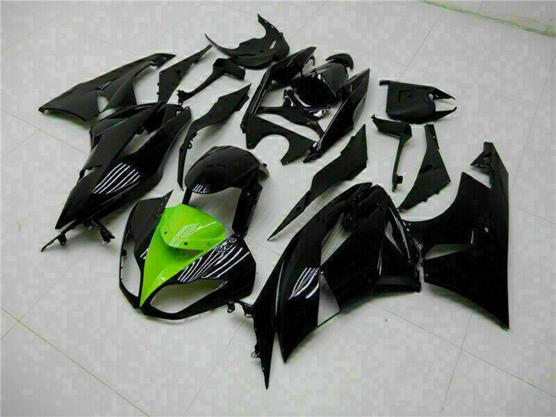Purchase 2009-2012 Glossy Black Green Kawasaki ZX6R Motorcycle Fairings UK