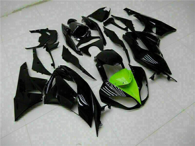 Purchase 2009-2012 Glossy Black Green Kawasaki ZX6R Motorcycle Fairings UK