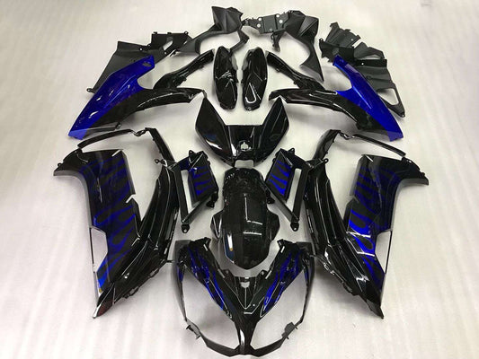 2012-2016 Kawasaki Ninja EX650 Black Blue Flame Fairing Kit