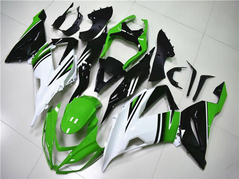 Purchase 2013-2018 Green White Glossy Black Kawasaki ZX6R Motorcycle Fairings UK