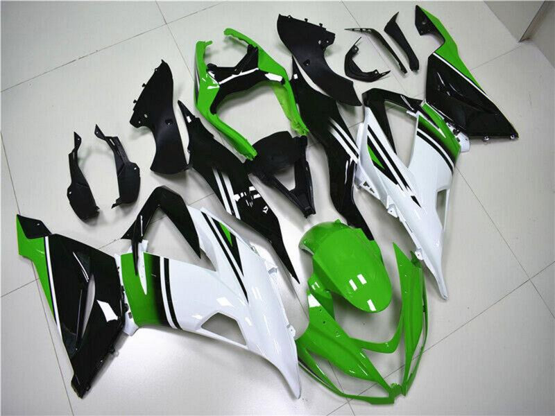 Purchase 2013-2018 Green White Glossy Black Kawasaki ZX6R Motorcycle Fairings UK