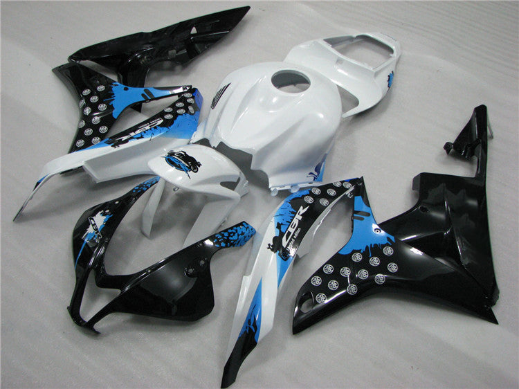 2007-2008 Honda CBR600RR White and Blue Fairing Kit