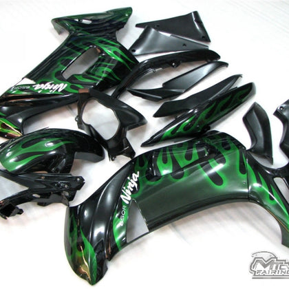 2006-2008 Kawasaki Ninja 650 Green Flame Fairing Kit