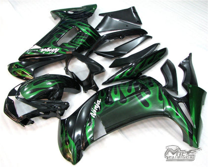 2006-2008 Kawasaki Ninja 650 Green Flame Fairing Kit