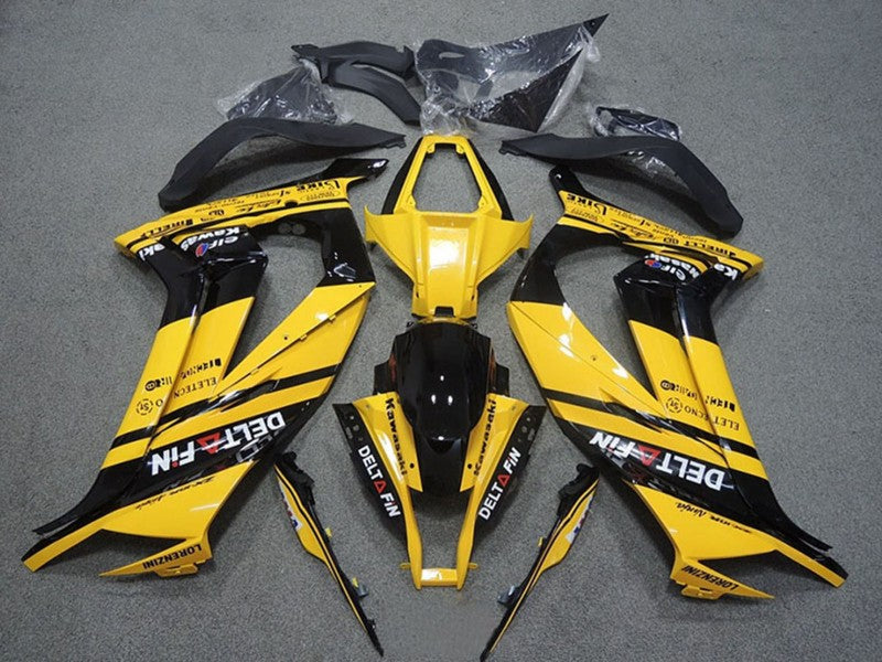 Purchase 2011-2015 Yellow Glossy Black Delt Fin Kawasaki ZX10R Motorcycle Fairings UK